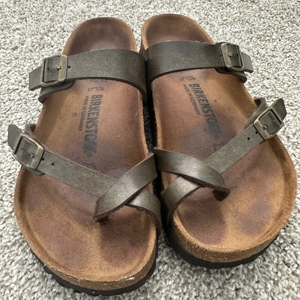 Birkenstock Mayari Brown Leather Flip Flops Shoes Size 37 - Picture 2 of 7
